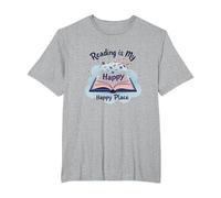 Reading is My Happy Place Bookworm Magic T-Shirt, Men's Big and Tall, Heather Grey, 4X Tall