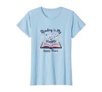 Reading is My Happy Place Bookworm Magic T-Shirt, Women, Baby Blue, XS