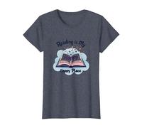 Reading is My Happy Place Bookworm Magic T-Shirt, Women, Heather Blue, XS