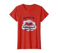 Reading is My Happy Place Bookworm Magic T-Shirt, Women, Red, 3XL