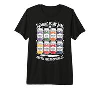 Reading is My Jam Funny Book Lover Pun Librarian Bookworm Premium T-Shirt