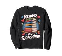 Reading Is My Superpower Stack of Books Book Lover Sweatshirt