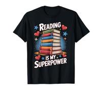 Reading is My Superpower Stack of Books Book Lover T-Shirt