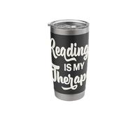 Reading is My Therapy Book Lover Bookworm Reader Stainless Steel Insulated Tumbler