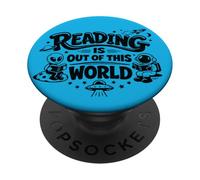 Reading Is Out of This World - Astronaut Alien Reading Book PopSockets Adhesive PopGrip