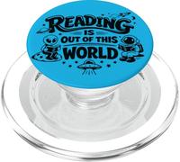 Reading Is Out of This World - Astronaut Alien Reading Book PopSockets PopGrip for MagSafe
