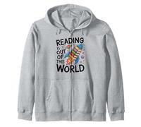 Reading Is Out Of This World Book Rocket Space Teacher Zip Hoodie
