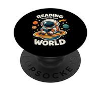 Reading Is Out Of This World Space Astronaut Book PopSockets Adhesive PopGrip