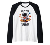 Reading is Out of This World Space Astronaut Book Raglan Baseball Tee
