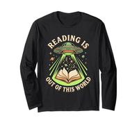 Reading is Out of This World UFO Alien Space Book Meme Long Sleeve T-Shirt