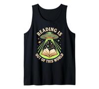 Reading is Out of This World UFO Alien Space Book Meme Tank Top