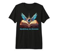 Reading is Power - Winged Eye & Open Book Design Premium T-Shirt