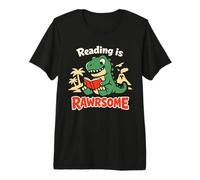 Reading is Rawrsome T-Rex Dinosaur Book Lover Premium T-Shirt