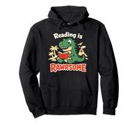 Reading is Rawrsome T-Rex Dinosaur Book Lover Pullover Hoodie
