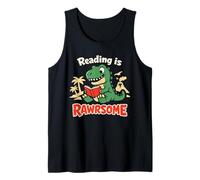 Reading is Rawrsome T-Rex Dinosaur Book Lover Tank Top