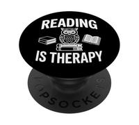Reading Is Therapy Owl Books Library Researcher PopSockets Adhesive PopGrip