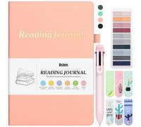Reading Journal with Tabs and Pen - Book Tracker and Review Log for Readers - Accessories Gift for Women Men in Pink