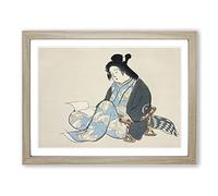 Reading Lady By Kamisaka Sekka Asian Painting Framed Print | A3 Oak Framed Wall Art | Ready to Hang | Asian Historical Picture | Living Room Bedroom Lounge Office