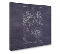 Reading Lamp Patent Dark Canvas Print | Gallery Wrapped 30mm Frame Wall Art | 20x20 inches | Ready to Hang | Modern Picture | Living Room Bedroom Lounge Office