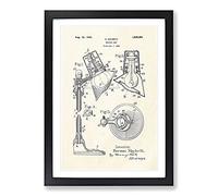 Reading Lamp Patent Framed Print | A2 Black Framed Wall Art | Ready to Hang | Modern Nature Picture | Living Room Bedroom Lounge Office