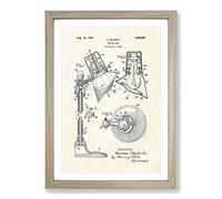 Reading Lamp Patent Framed Print | A2 Oak Framed Wall Art | Ready to Hang | Modern Nature Picture | Living Room Bedroom Lounge Office