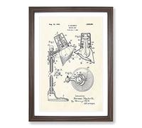 Reading Lamp Patent Framed Print | A2 Walnut Framed Wall Art | Ready to Hang | Modern Nature Picture | Living Room Bedroom Lounge Office