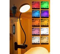 Reading Light,10 RGB Colors Desk Lamp with Clamp,10 Dimmable Clip on Light