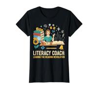 Reading Literacy Coach Leading Reading Revolution Phonics Value Graphic T-Shirt, Women, Black, S
