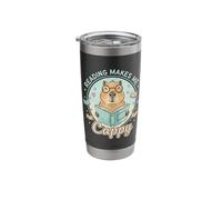 Reading Makes Me Cappy Bookworm Funny Capybara Book Reading Stainless Steel Insulated Tumbler