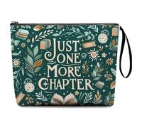 Reading Makeup Bag, Next Chapter Waterproof Linen Cosmetic Bag, Double-Sided Printed Book Lovers Gifts, Travel Toiletry Organizer with Inner Lining and Strap, Book-Themed Gift