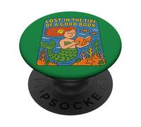 Reading Mermaid Lost in the Tide of a Good Book Ocean PopSockets Adhesive PopGrip