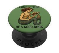 Reading Mermaid Lost in the Tide of a Good Book Ocean PopSockets Adhesive PopGrip