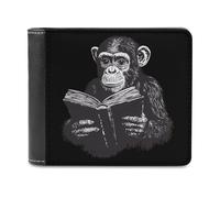 Reading Monkey Chimpanzee Printed Bifold Wallet with Hidden Compartments Pocket Money and Credit Card Holder for Men Women