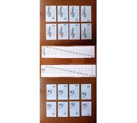Reading Music Flash Cards Learning Tool Name Note Piano Guitar Practice (Extended Treble & Bass - 48 cards)