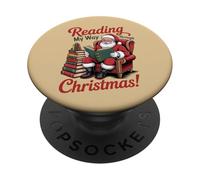 Reading My Way Through Christmas - Book Lover Santa PopSockets Adhesive PopGrip