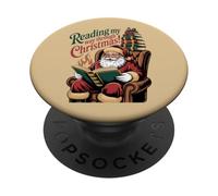 Reading My Way Through Christmas - Book Lover Santa PopSockets Adhesive PopGrip