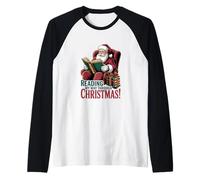 Reading My Way Through Christmas - Book Lover Santa Raglan Baseball Tee