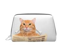 Reading Newspaper Kitten Toiletry Pouch, Travel-Friendly Makeup Organizer for Makeup Brushes, Lipsticks