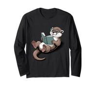 Reading Otter Cute Book Lover Animal Art for Smart Minds Long Sleeve T-Shirt
