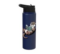 Reading Otter Cute Book Lover Animal Art for Smart Minds Stainless Steel Insulated Water Bottle