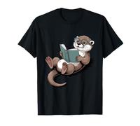 Reading Otter Cute Book Lover Animal Art for Smart Minds T-Shirt