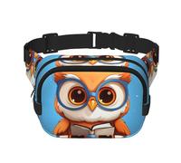 Reading Owl Fitness travel shoulder bag, fashionable and casual waist bag, square double-layer waist bag, Black, One Size, Black, One Size