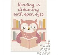 Reading Owl Illustration 1000 Pieces Jigsaw Puzzle, Animal Lover Puzzle, Calm Indoor Activity, 52x38cm/1000pcs