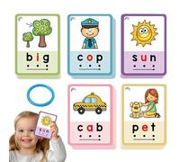 Reading Phonics Card Game - 70 Piece Educational Flashcard Puzzle, Alphabet Sound Learning Activity, Preschool Literacy Toy | Secure Fit for Children Daycare, Indoor Family And Kindergarten Use