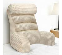 Reading Pillow, Back Support with Arms for TV, Gaming, Relaxing and Comfort, Reading Pillow for Bed Adult, Bed Cushion for Sitting Up, Support for Reading, Watching TV or Lounging（Cream Beige，65*30cm）