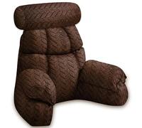 Reading Pillow, Back Support with Arms for TV, Gaming, Relaxing and Comfort, Reading Pillow for Bed Adult, Bed Cushion for Sitting Up, Support for Reading, Watching TV or Lounging（Brown，65*23cm）