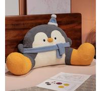 Reading Pillow Bed Rest, Cute Penguin Plush Cuddle Cushion with Removable Cover, Soft Cozy Back Support Pillow Bed for Adult Kids, Ideal for Reading Watching TV Gaming Sleeping (Grey,65*40cm)