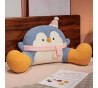 Reading Pillow Bed Rest, Cute Penguin Plush Cuddle Cushion with Removable Cover, Soft Cozy Back Support Pillow Bed for Adult Kids, Ideal for Reading Watching TV Gaming Sleeping (Blue,85*45cm)