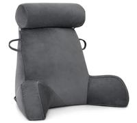 Reading Pillow, Cuddle Cushion with Detachable Neck Roll & Higher Support Arm, Backrest Support Pillow Lumbar Cushion Sofa Back Chair Bed Rest for Reading Relaxing Watching TV (78x57x49.3cm Gray)