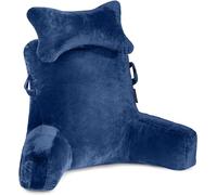 Reading Pillow-Extra Large 31" Bed Rest Pillow with Detachable Neck Roll & Arms for Sitting in Bed or Couch-Adult Backrest Reading Pillow for Reading/Watching TV/Gaming/Relaxing-Dark Blue